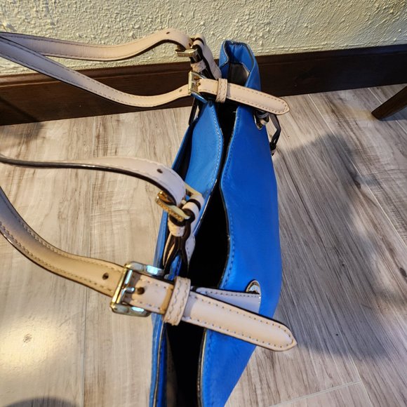 Michael Kors Blue Leather Shoulder Bag Purse - Picture 4 of 12